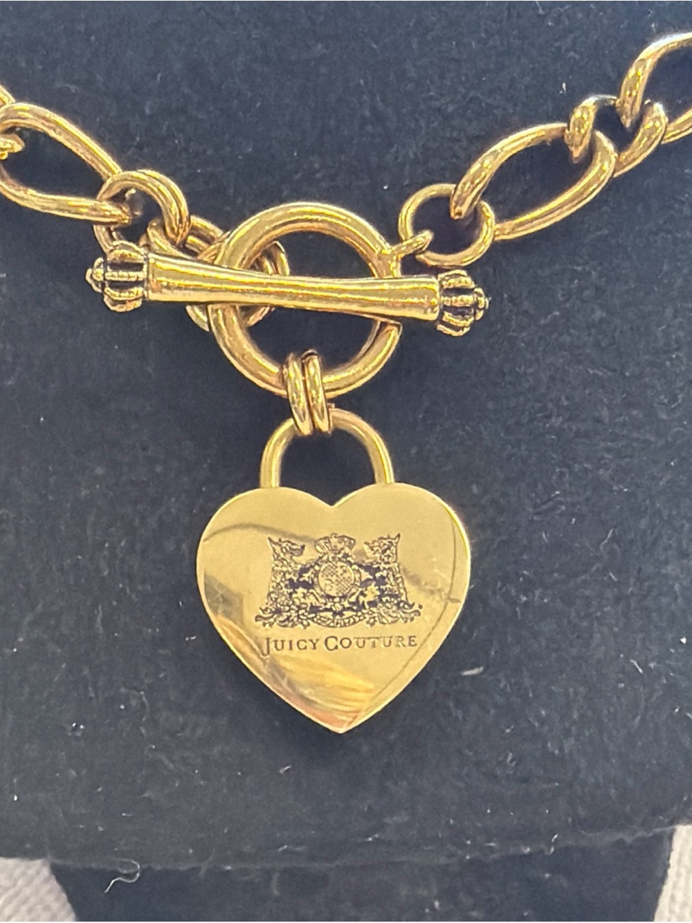 Juicy Couture Vintage Heart Gold Tone Chain Necklace Heavy 16" Y2K Royal Rare - Picture 5 of 8